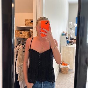 Black Peplum top with lace